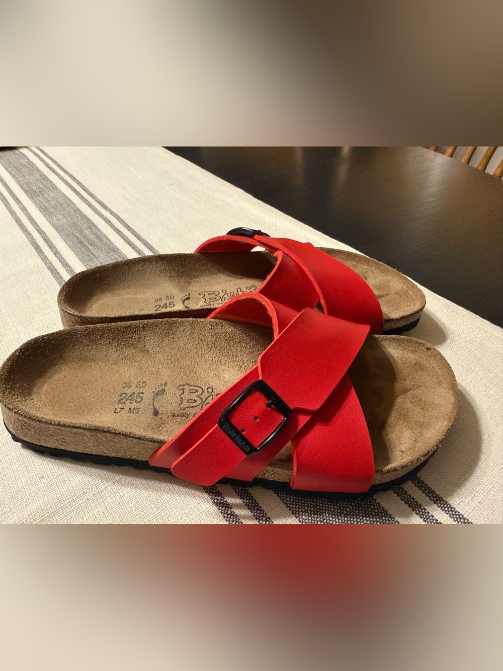 Birkenstock Birki’s red Santosa cross-strap sandals, size 38